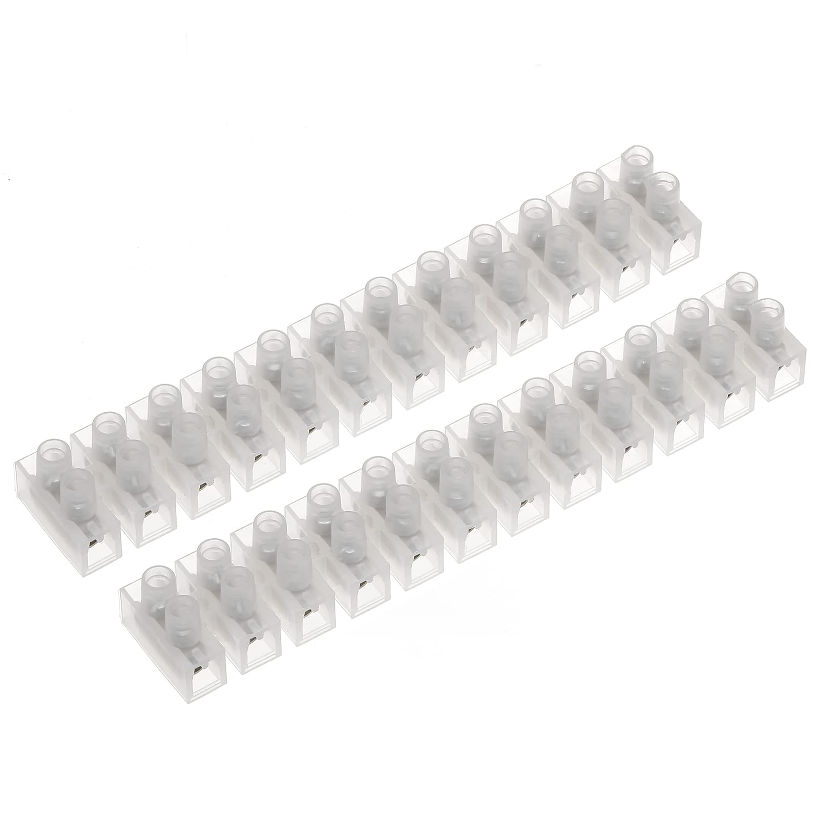 AUKENIEN 15A / 16A Electrical Connector Blocks 15/16 Amp 12 Way White Terminal Block Strip Electric Wire Connectors Choc Blocks Connecting for Wiring Cable (Pack of 2) — image 1