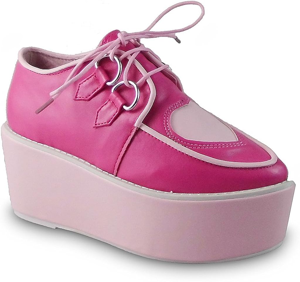 Amazon.com | Antaina Mid Heel Pink PU Heart Pattern Sweet Punk Lolita Platform Shoes | Shoes