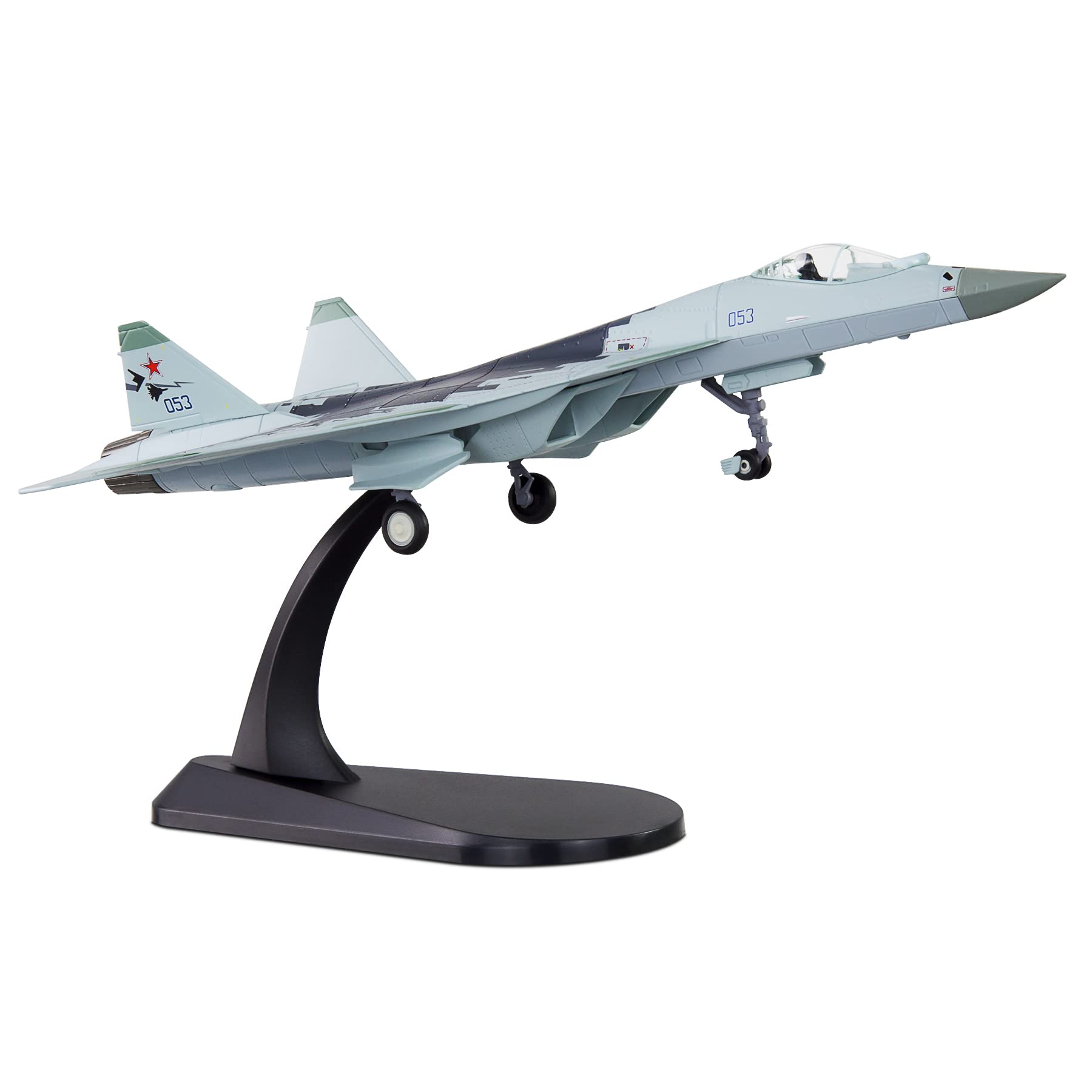 HANGOU 1/100 SU-57 Fighter Jet Plane Model Alloy Diecast Model Aircraft for Gift or Collection Model
