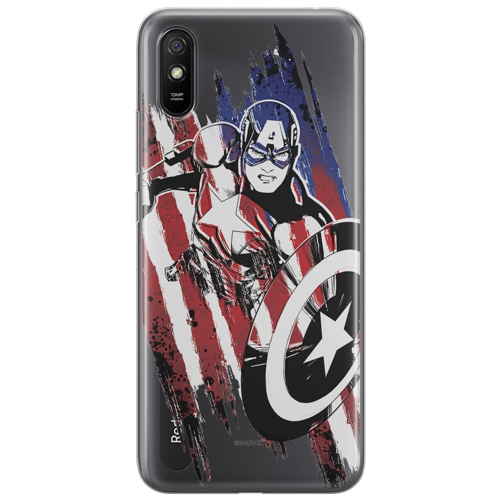 ERT GROUP mobile phone case for Xiaomi REDMI 9A original and officially Licensed Marvel pattern Captain America 016 optimally adapted to the shape of the mobile phone, partially transparent