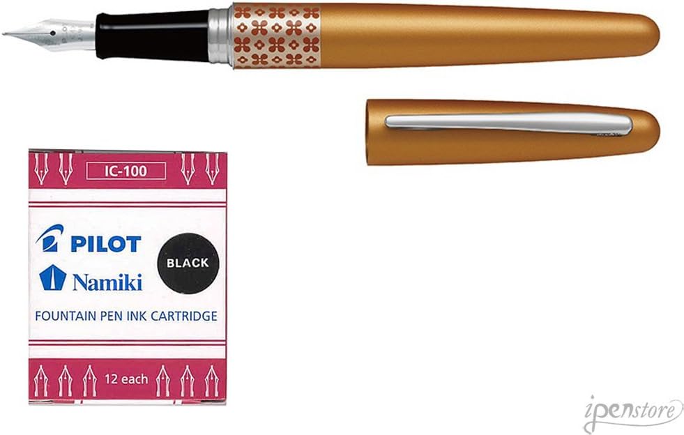 Pilot Metropolitan Fountain Pen, Orange, 1.0mm Stub nib & 12-pk Ink Cartridges