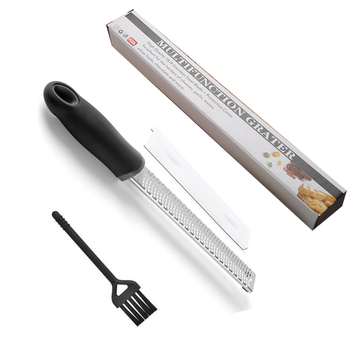 Lemon Zester Grater, Cheese Grater, Stainless Steel Grater for Cheese, Lemon, Ginger, Garlic, Parmesan, Chocolate, Vegetables, Fruits (Black)