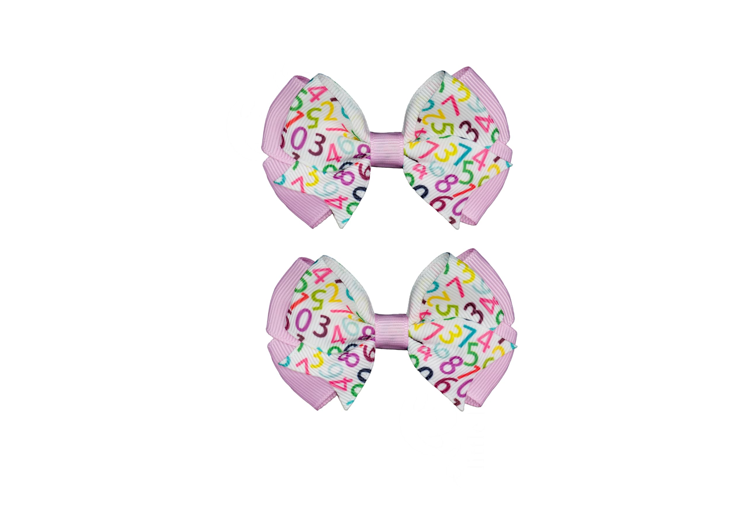 MeiMei Numbers National Maths Day Pattern 3.25 Inch Hair Bow Hair Tie Rubber Elastic Band Bobbles, Handmade Grils Women Hair Accessories, 2 Pieces (Number 1, BTF-Cheer, Bobbles)