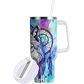 YETTASBIN Wolf 40 oz Tumbler with Handle, Stainless Steel Vacuum Insulated Sports Water Bottle, Leak-proof Travel Coffee Mug Cup with Lid and Straw for Water, Iced Tea or Coffee