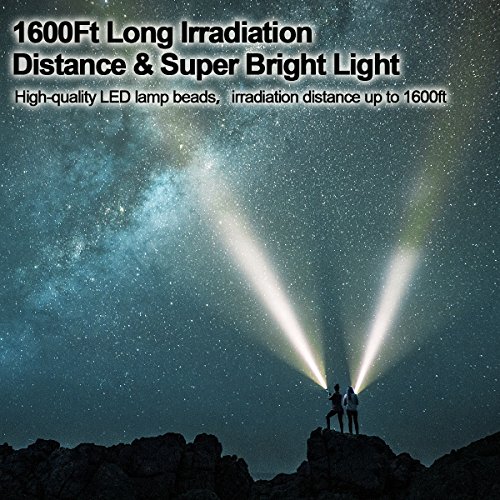 Tactical Flashlight , Waterproof LED Flashlights Outdoor Lighting Torch Portable Zoomable Home Emergency Adjustable Focus Power for Outdoor Camping Hiking Biking ( 2 Pack ) - Thumbnail 2