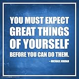 Michael Jordan Expect Great Things Inspirational Motivational Sports Basketball Icon Quote Poster Print 12x12
