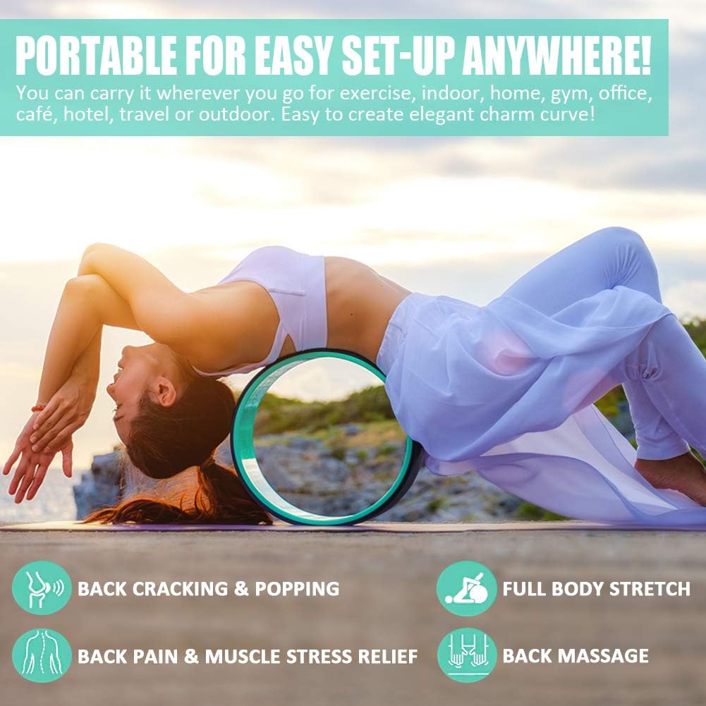 Yoga Wheel Set 3 Pack, Sports Yoga Roller Set Yoga Prop Wheel for Back Pain, Strong Back Wheel with Comfort Thick Cushion for Stretching, Improving Flexibility, Backbends & Yoga Poses-Support 660LBS : Sports & Outdoors