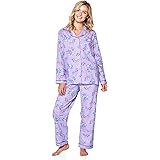 Casual Nights Women's Flannel Long Sleeve PJ's Button Down Sleepwear Pajama Set