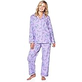 Casual Nights Women's Flannel Long Sleeve PJ's Button Down Sleepwear Pajama Set