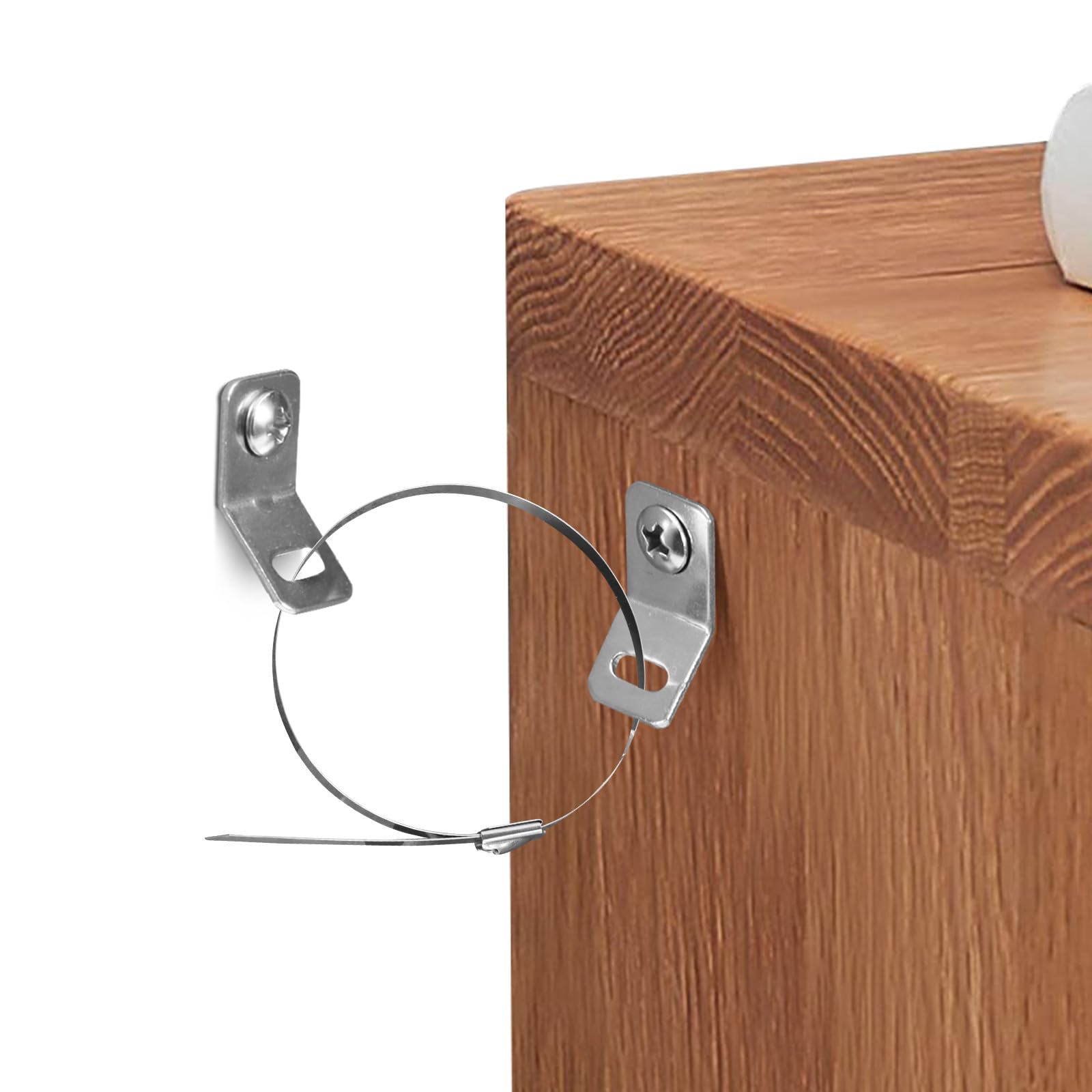 Realand 10Sets Stainless Steel Anti Tip Furniture Anchors, 15Pcs Furniture Straps Wall Anchors for Furniture for Dresser Wall Safety Anchor, Earthquake Straps for Cabinet