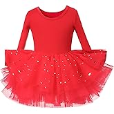 Toddler Girls Ballet Tutu Dresses Long Sleeve Sequin Tulle Ballerina Outfits Dance Leotards