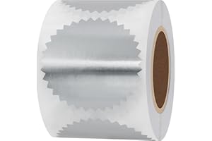 Hybsk 300pcs 2 inch Bright Silver Certificate Sealing Labels with Serrated Edge Awards Legal Embossing Stickers (Bright Silver)