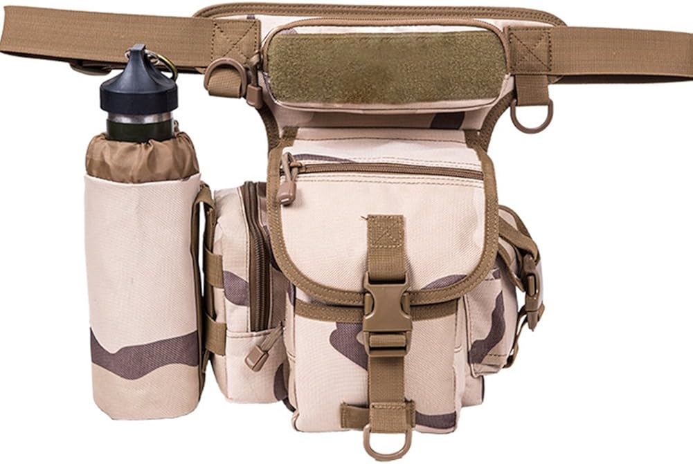A.B Crew Waterproof Tactical Drop Leg Bag with Water Bottle Pouch Motorcycle Hiking Cycling