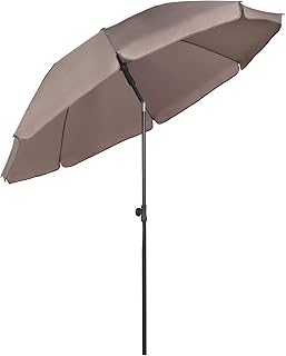 Sekey® Sonnenschirm 200 cm Marktschirm Gartenschirm Terrassenschirm Taupe Rund Sonnenschutz UV25+