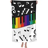 HKHEHOP Music Musical Note Multicolored Key Bright Beach Towel Quick Dry Microfiber Bath Towels for Bathroom Soft Sand Free Beach Towels Summer Essentials Travel Swimming Decor Gifts for Women Men
