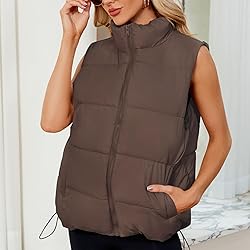 Century Star Brown Puffer Vest Women Puffer Vest