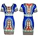 Perman Women Traditional African Print Dashiki Bodycon Sexy Short Sleeve Dress