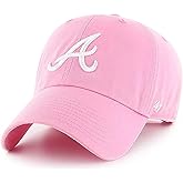 47 Brand MLB Rose Pink Primary Logo Clean Up Adjustable Baseball Cap Hat, Adult One Size Fits All
