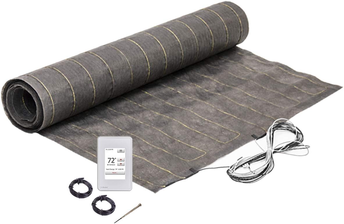 18 sq. ft. WarmStep Wood Floor Heating Kit: (1) 3x6 ft. mat, (1) UDG4-4999 programmable Thermostat, (1) Backup Floor Sensor