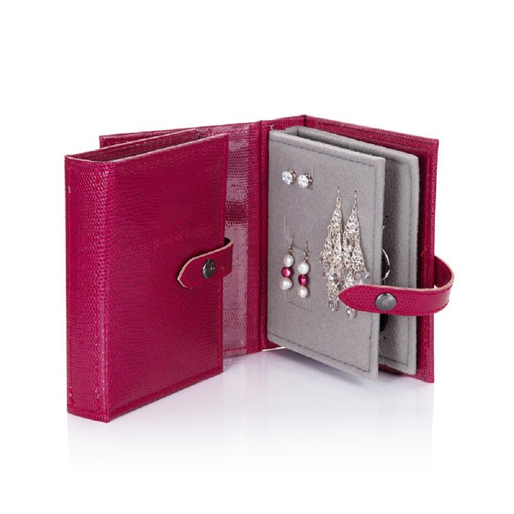 Small Size CHERRY PINK LIZARD mock - Little Little Book of Earrings - A Small Book for Keeping Your Earrings Safe!