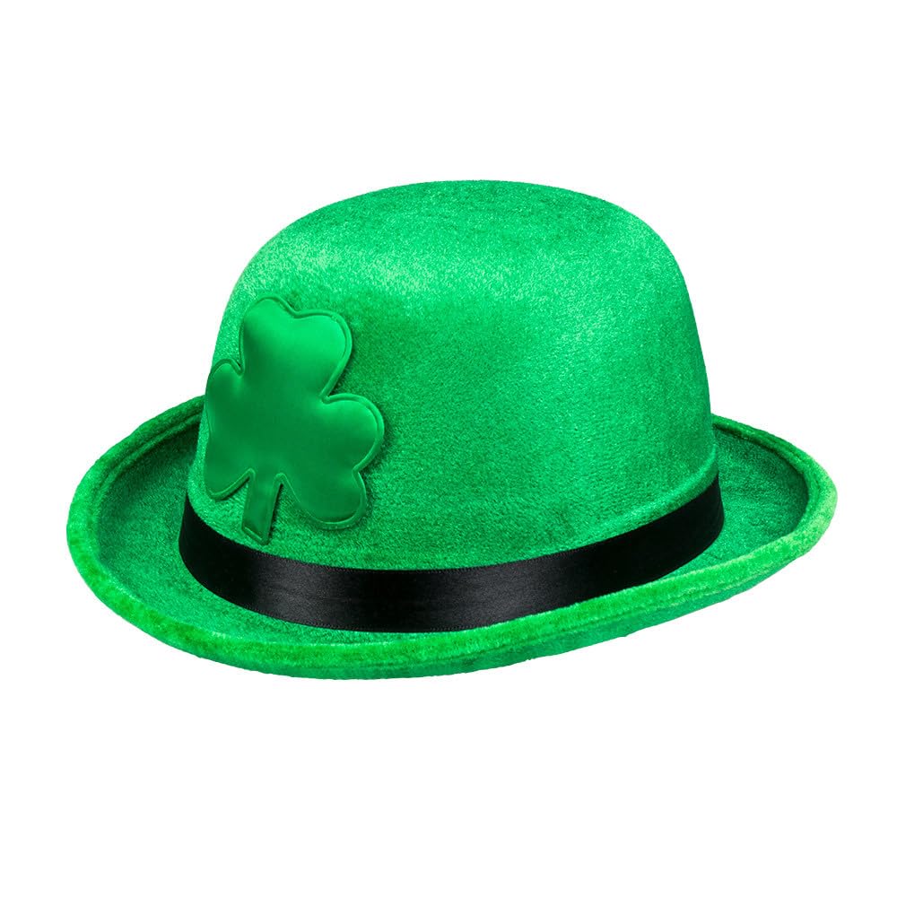 Boland 44911 Bowler Shamrock Felt Hat with Clover Leaf for Fancy Dress Costumes, Headpiece for Costumes, Carnival, St. Patricks Day, Theme Party