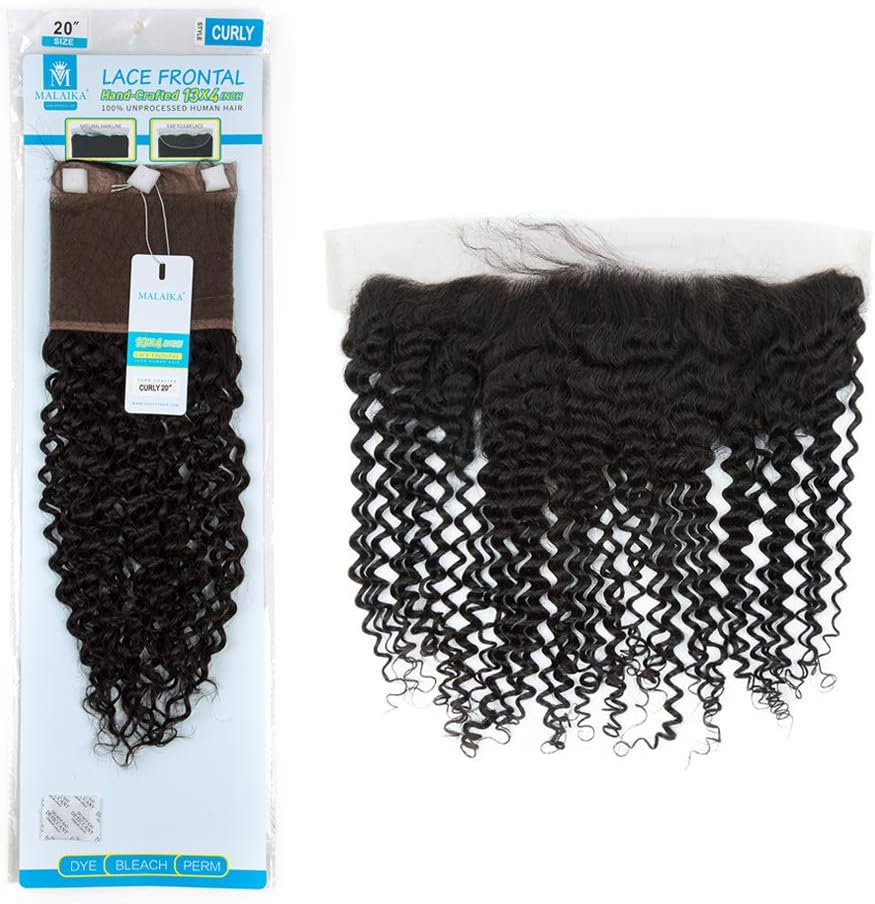 Sedittyhair Curly Frontal Closure, Ear to Ear Closure with Baby Hair,13x4, Free Part,9A Grade Peruvian Hair Quality Lace Closure - 16 inches Natural Color