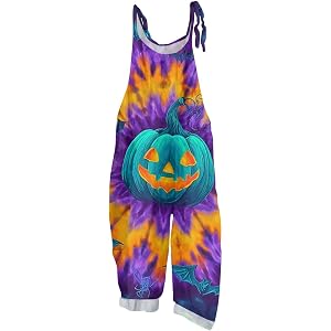 MKLUNJOP Halloween Jumpsuits for Women Spaghetti Strap Women Overalls | Halloween Overalls For Women Holiday Womens Jumpsuit