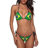 JINJINKIANG Sexy Two Pieces Bikini Sets for Women Triangle Top & Thong String Tie-Up Swimsuit