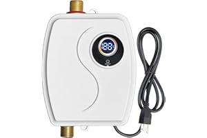 ECOTINYMACH 110V Tankless Water Heater Electric, 3000W Compact Water Heater, Heating Water On Demand Conveniently Convertible Between Fahrenheit and Celsius