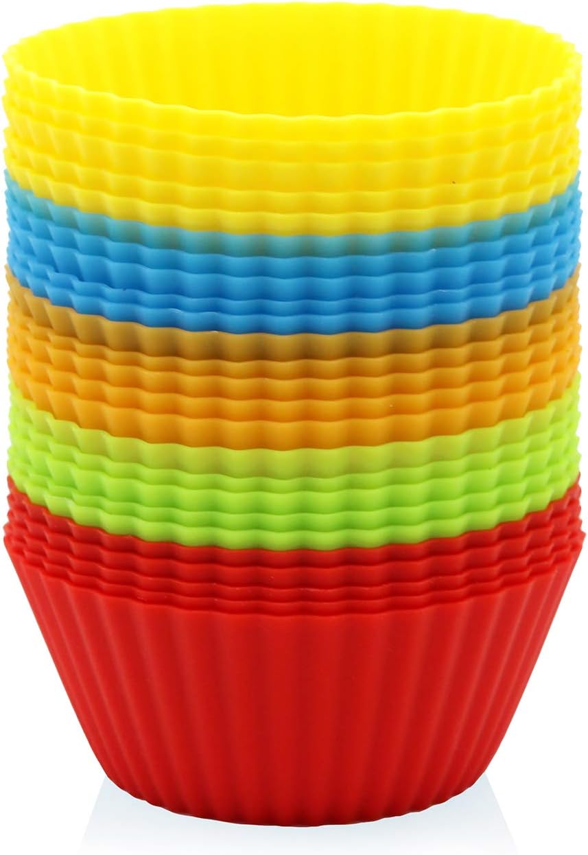 GOURMEO® 25 Muffinförmchen in 5 Farben, wiederverwendbar, hochwertiges Silikon, umweltschonend, BPA-frei - Cupcakeförmchen, Backförmchen, Cupcake Muffinform