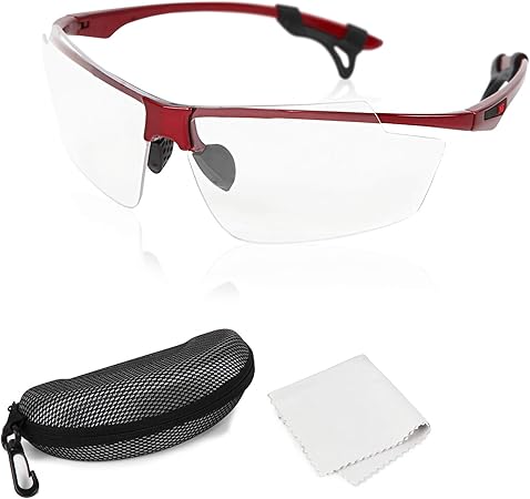 Amazon Co Jp Azffuy 保護メガネ 安全メガネ 曇らない 防曇ゴーグル メガネずり落ち防止 スポーツメガネ レッド 産業 研究開発用品