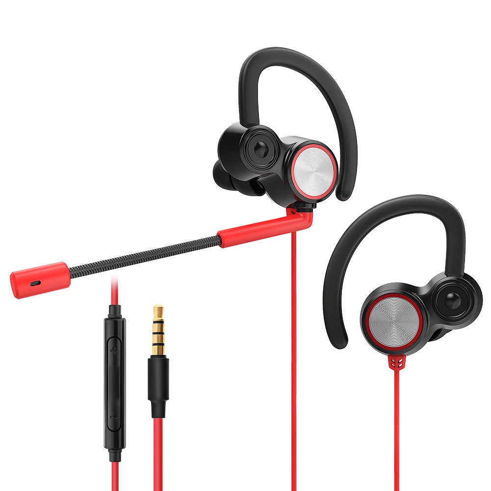 Professional Mobile Gaming Headset, Headphones with Dual Microphone, Dual Driver,Noise Cancelling, High-fidelity Stereo Earphones, Comfort-Fit for Smart Phone/PC/Nintendo Switch/XboxOne/PS4 (Red)