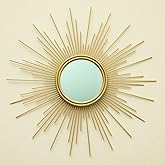 MAIKAILUN 24'' Gold Sunburst Wall Mirror Boho Home Decor Mordern Round Hanging Wall Art for Living Room/Bedroom/Bathroom/Entr