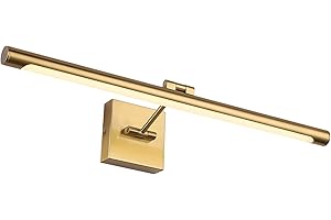 Joosenhouse LED Picture Light Fixtures Dimmable 24.4 Inches, Full Metal Artwork Display Lamp with Single Swing Arm, 14W (70W Eqv), Hardwired Connection, 3000K Warm White, Golden-Like Brass Finish