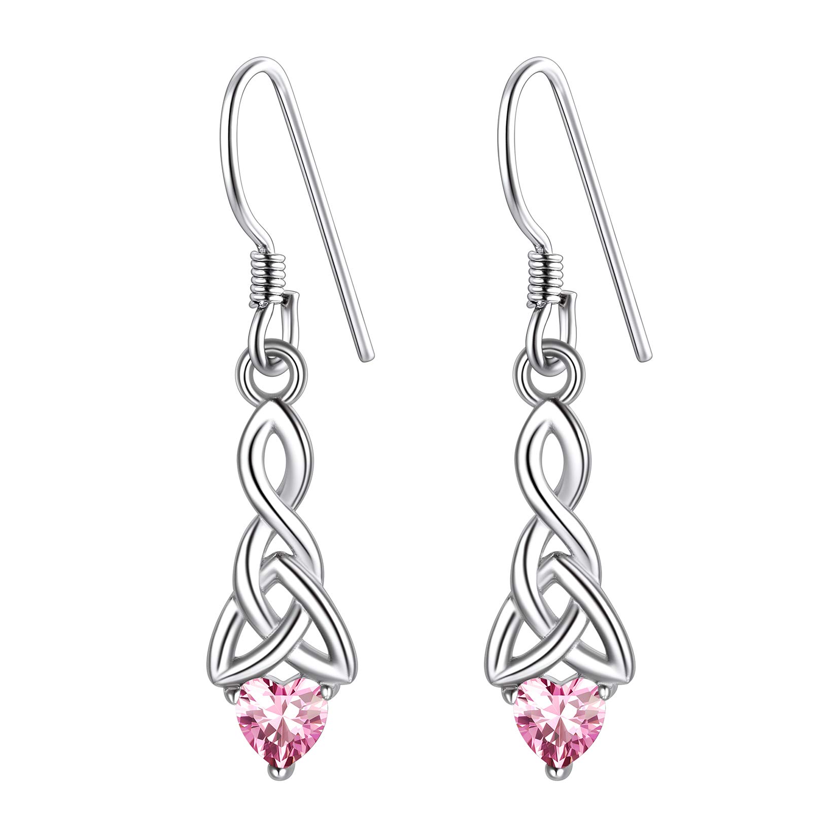 Suplight 925 Sterling Silver Celtic Knot Dangly Earrings for Women Girls, Womens Drop Earrings, Knot Dangle Earrings, Opal Drop Earrings, October Birthstone Dangle Earrings, — image 1