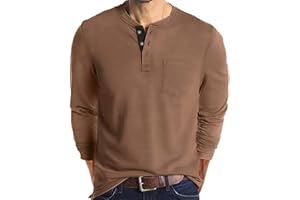 Lexiart Mens Fashion Henley Shirts Long Sleeve Button Cotton T-Shirt with Pocket