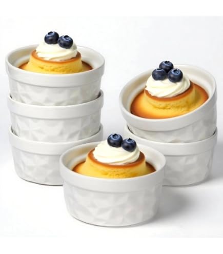 DOWAN 4 Oz Ceramic Ramekins With Lids, Set Of 6 - Oven Safe Dipping Bowls For Creme Brulee, Sauces (Vintage Blue)