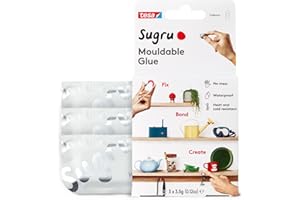 Tesa Sugru Super Glue- Waterproof Wood Glue for Home Improvement & Crafts - Use as a Poster Putty or Silicone Adhesive for Repairing & Bonding - 3 Pack - White (3.5g/ea)