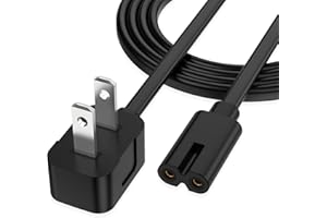 AGVEE 10ft 90 Degree Right Angle TV Power Cord, 2 Prong Figure 8 IEC C7 C8 18AWG Cable, Space-Saving Low Profile Wall Plug fo