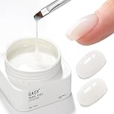 GAOY Colored Nail Builder Base 30g with a Brush, 4-in-1, Milky White | Long Lasting Nail Builder Gel Strengthening, Natural Jelly, Soak Off UV Light Cure