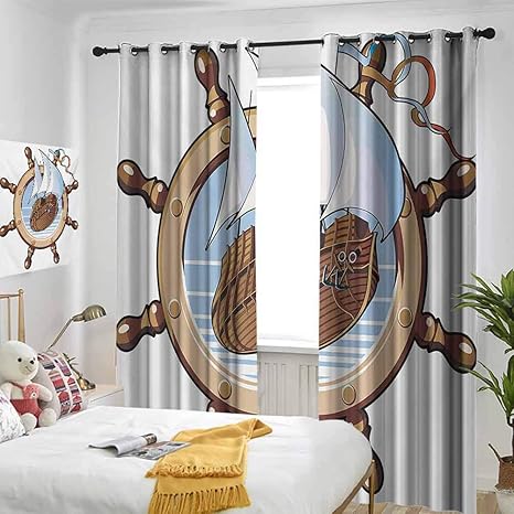 Hengshu Ships Ships - Cortinas opacas para recámara, diseño de barco