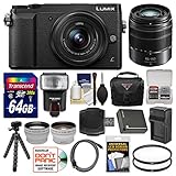 Panasonic Lumix DMC-GX85 4K Wi-Fi Digital Camera & 12-32mm (Black) + 45-150mm Lens + 64GB Card + Case + Flash + Battery & Charger + Tripod + 2 Lens Kit