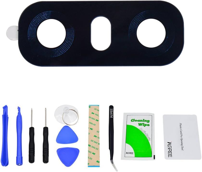 Back Rear Camare Glasses For LG G6 G600S H870 H870K H870S H870V Dual H870DS Replacement and Camera Cover + Tool Kits (Black)