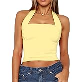 TiulZial Women Sexy Halter Neck Backless Tank Top Open Back Sleeveless Slim Fit Y2k Summer Tops