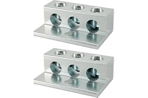 2 Pcs Dual Aluminum Ground Lug Dual Rated Double Wire Mechanical Lug Fit for 350 MCM to 6 AWG