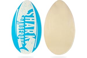 HQO LOVL Skimboard 35 inch Skim Board for Kids Adults Wooden Skim Boards with High Gloss Coat for Beach Skimboards for Beginners to Intermediate (Blue Shark)