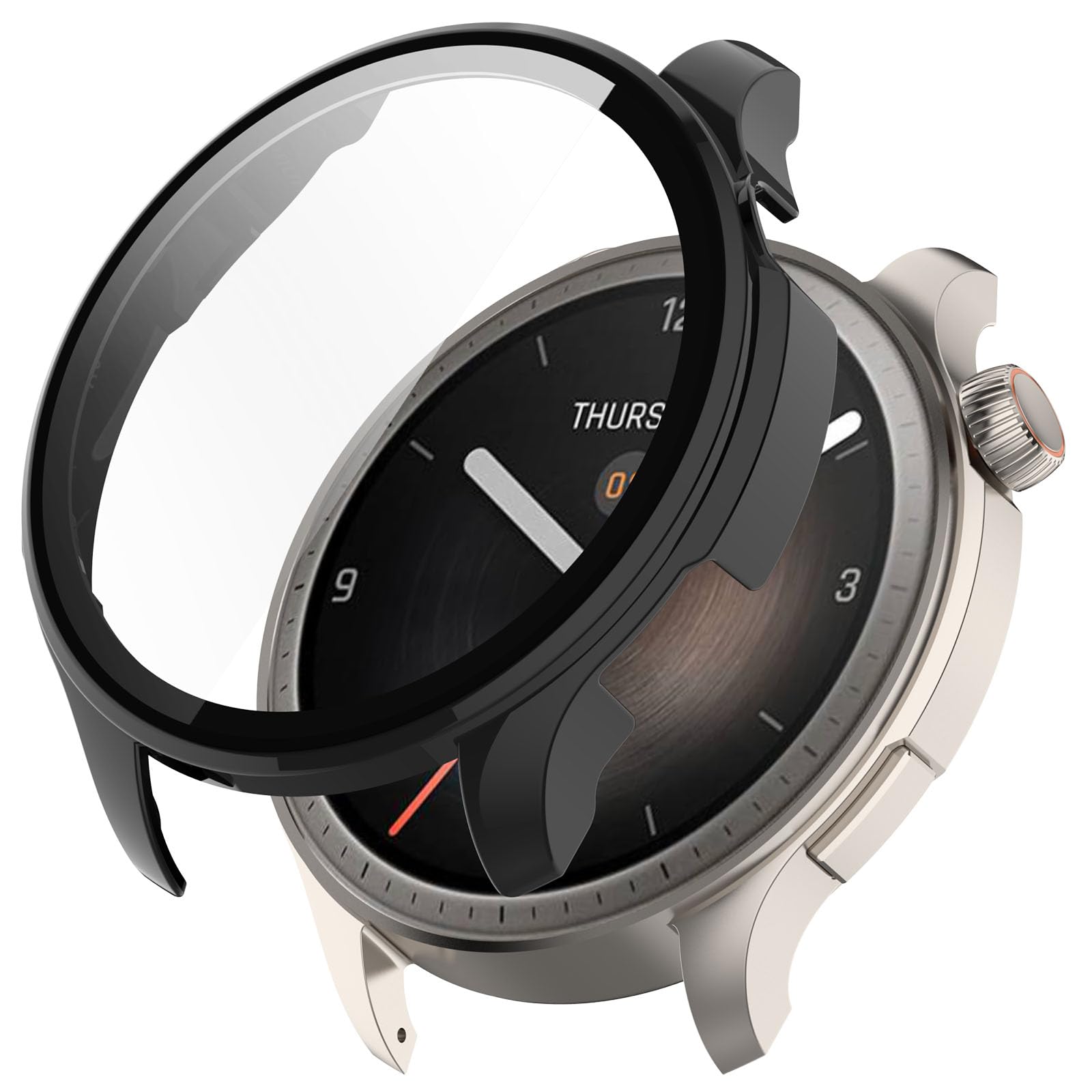 GIOPUEY Case Compatible with Amazfit Balance, Glass Protective Film + Hard Plastic Bezel, Amazfit Balance Cover - black