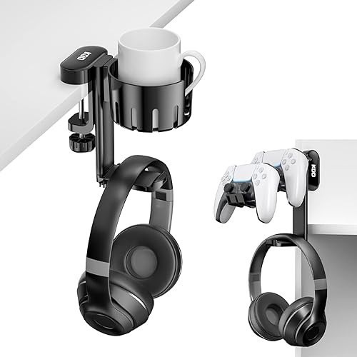 KDD Rotatable Headphone Hanger Under Desk Clamp Controller Stand - Main Image