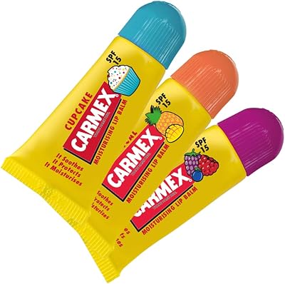 Carmex Minis Scented Lip Balms Pack 3 x 5 g SPF 15 Wild Berry Cupcake Tropical