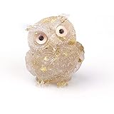 PEVSCO 1Pc Adorable Owl Figurine,Natural Crystal Stone Gravel Owl Animal Crafts, Big Eyes Cute Owl Statue,Shelf Accents for H
